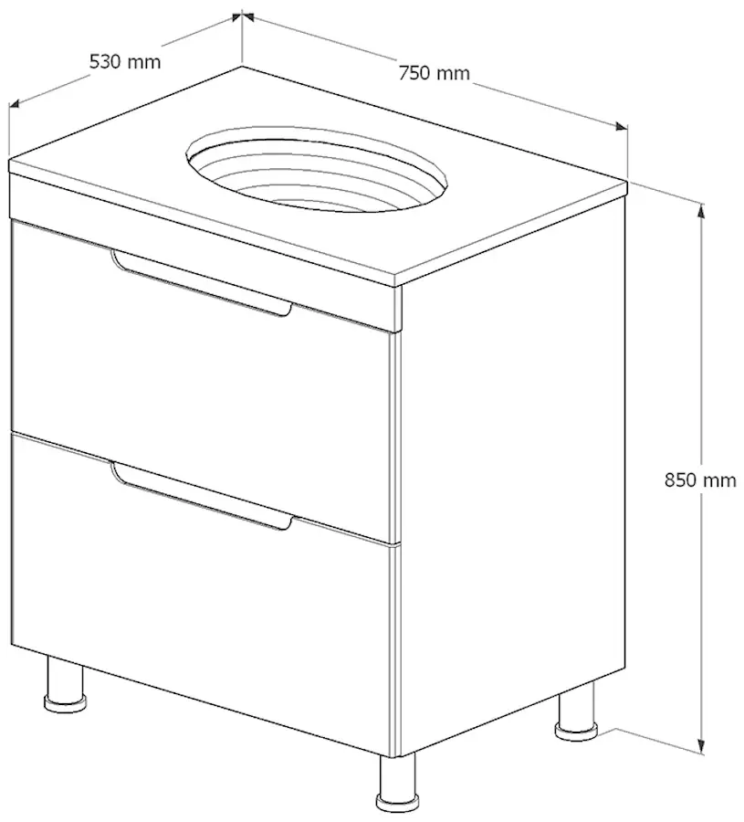 Set dulap cu lavoar Supraten Dijon 75 + GR 75 (White)