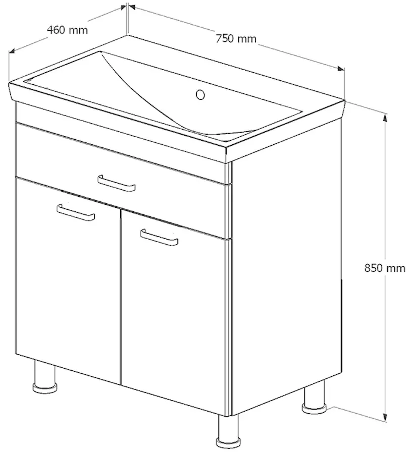 Набор тумбы с раковиной Supraten Dijon 75 + TG 8057 (Concrete)