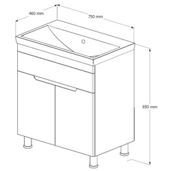 Set dulap cu lavoar Supraten Dijon 75 + TG 8057 (Grey) Thumb