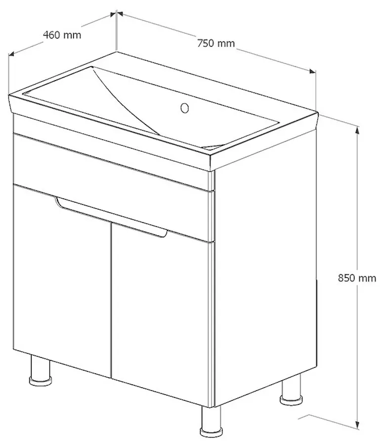 Set dulap cu lavoar Supraten Dijon 75 + TG 8057 (Grey)