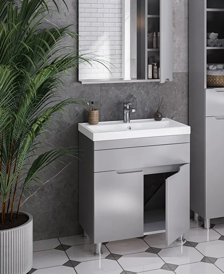 Set dulap cu lavoar Supraten Dijon 75 + TG 8057 (Grey)