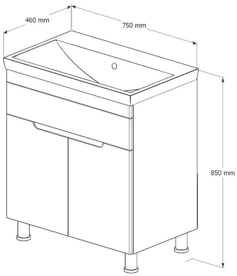 Set dulap cu lavoar Supraten Dijon 75 + TG 8057 (White)