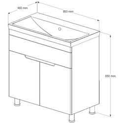 Набор тумбы с раковиной Supraten Dijon 85 + 1085 (White) Thumb