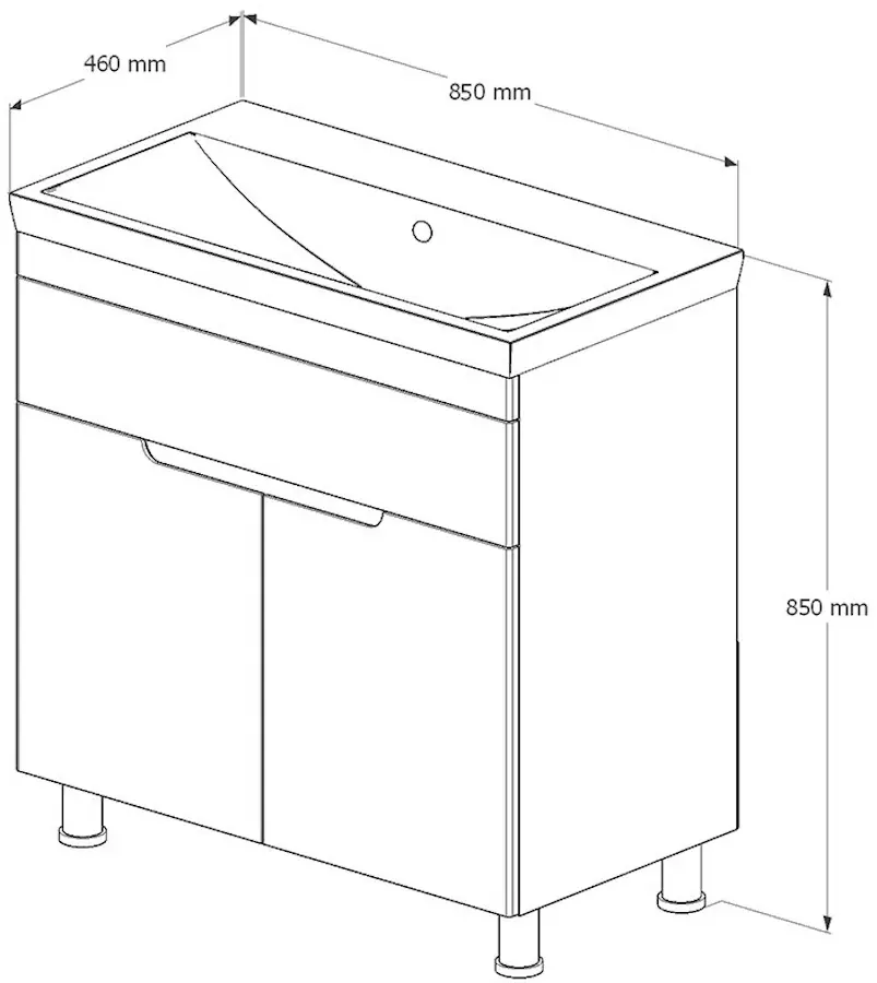Набор тумбы с раковиной Supraten Dijon 85 + 1085 (White)