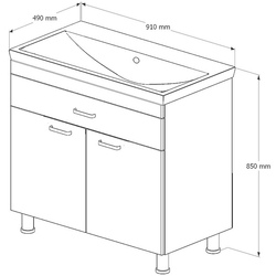 Набор тумбы с раковиной Supraten Dijon 90 + TG 8059 (Concrete) Thumb