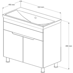 Set dulap cu lavoar Supraten Dijon 90 + TG 8059 (Grey) Thumb