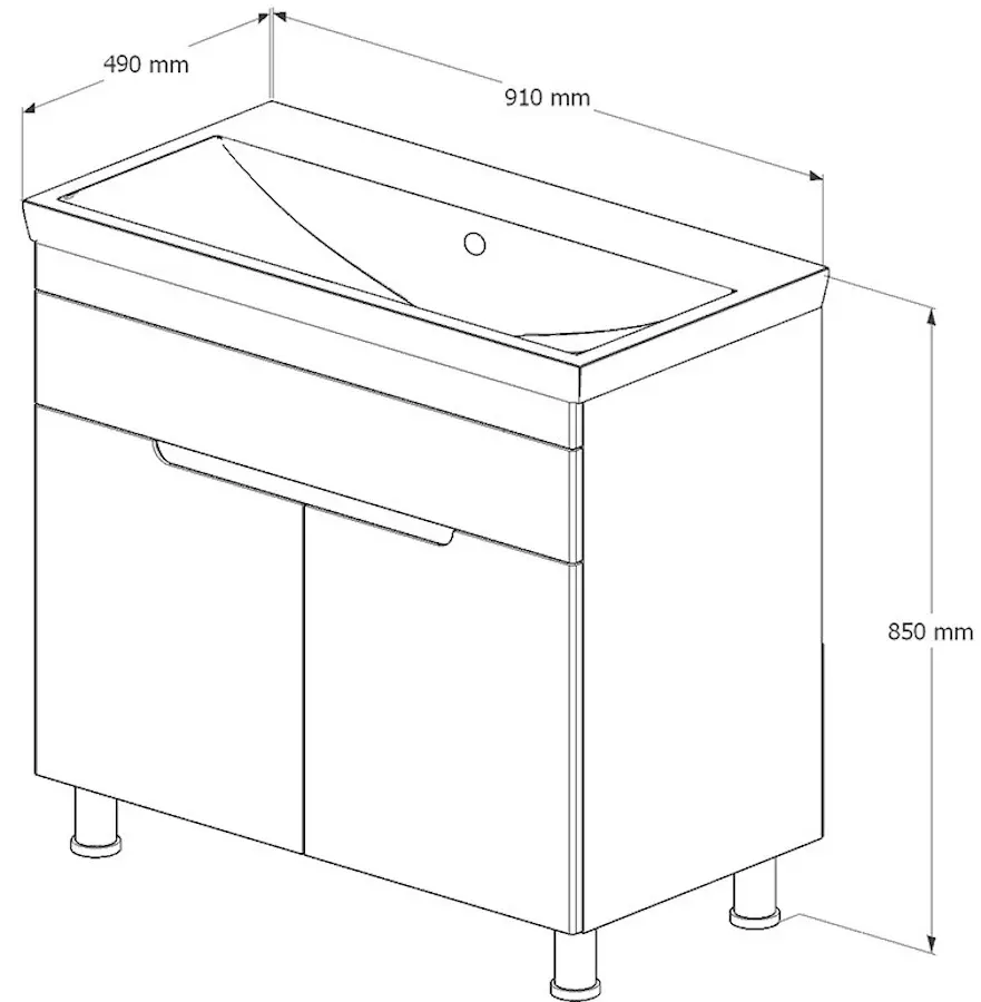 Set dulap cu lavoar Supraten Dijon 90 + TG 8059 (Grey)