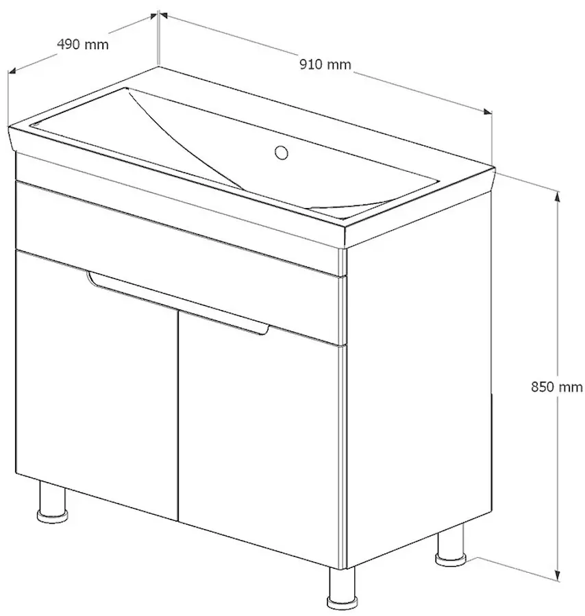 Set dulap cu lavoar Supraten Dijon 90 + TG 8059 (White)