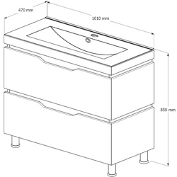 Набор тумбы с раковиной Supraten Dofine 100 + TG K100 (Black) Thumb