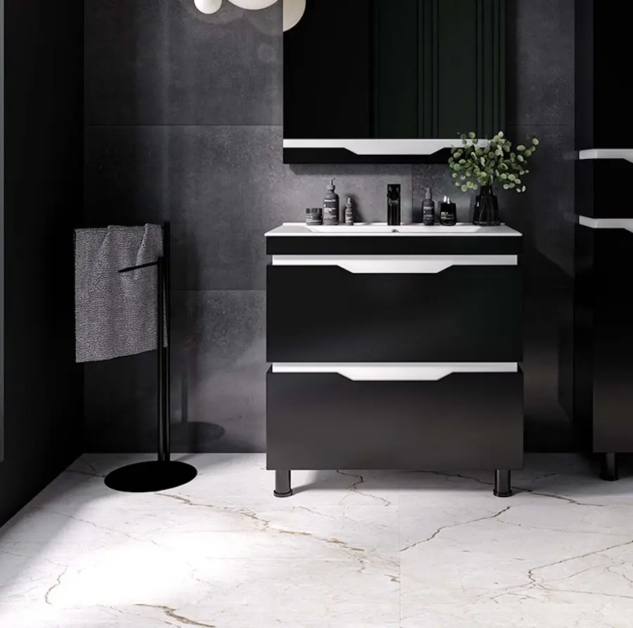 Набор тумбы с раковиной Supraten Dofine 100 + TG K100 (Black)