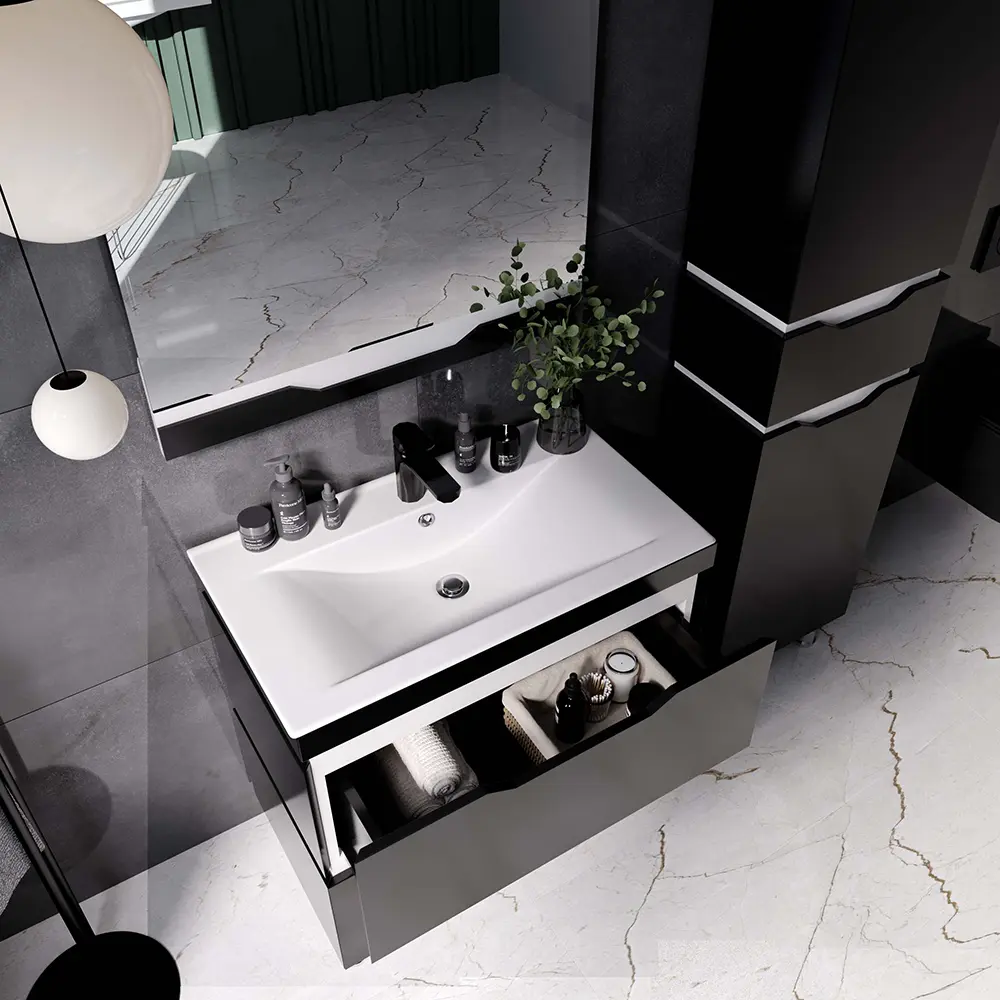 Набор тумбы с раковиной Supraten Dofine 80 + TG K80 (Black)