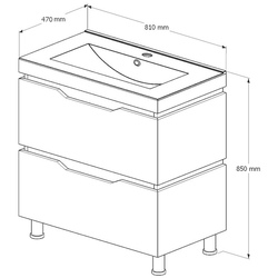 Набор тумбы с раковиной Supraten Dofine 80 + TG K80 (Black) Thumb
