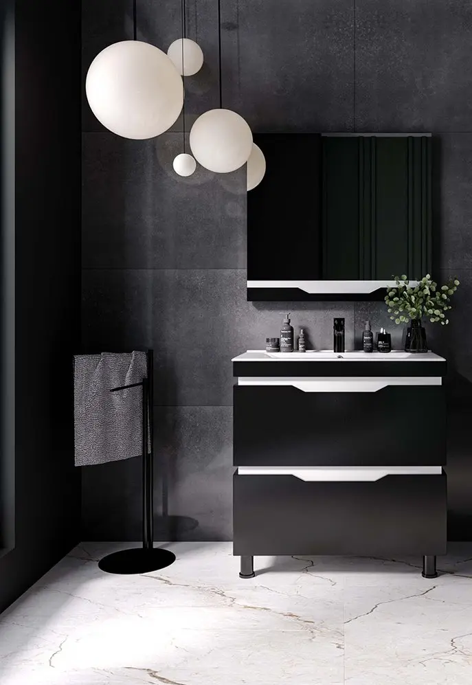 Набор тумбы с раковиной Supraten Dofine 80 + TG K80 (Black)