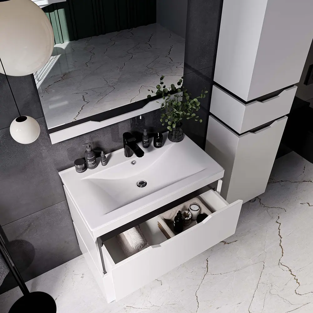 Set dulap cu lavoar Supraten Dofine 80 + TG K80 (White)