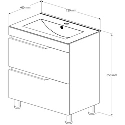 Набор тумбы с раковиной Supraten Elsass 75 + TG 8057 (Beige) Thumb