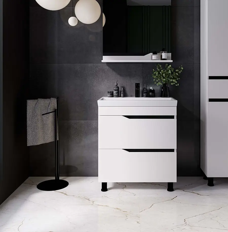 Set dulap cu lavoar Supraten Elsass 75 + TG 8057 (White)