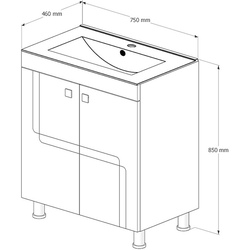 Set dulap cu lavoar Supraten Gasconi 75 + 1075 (Beige) Thumb