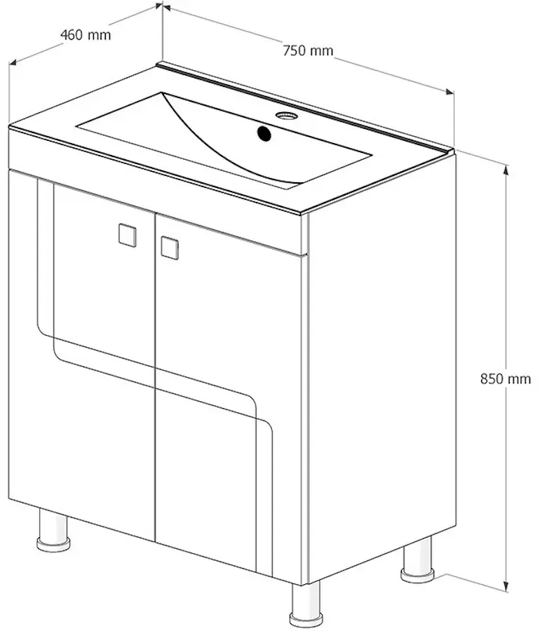 Набор тумбы с раковиной Supraten Gasconi 75 + 1075 (White)