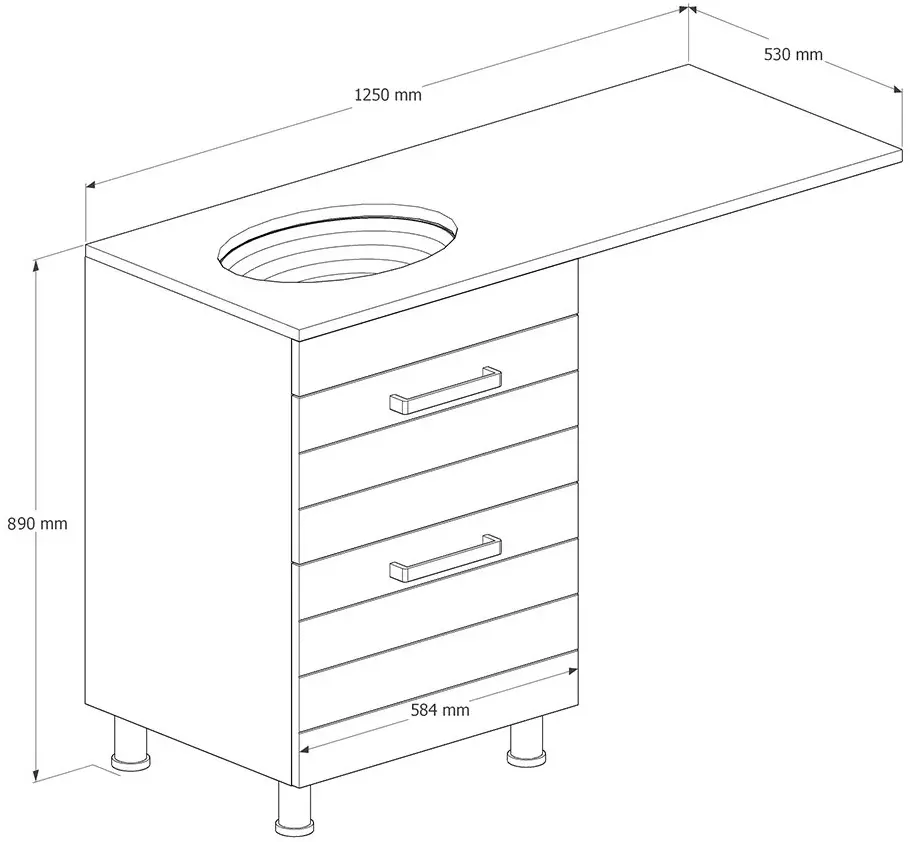 Set dulap cu lavoar Supraten Limoj 125 + GR 1250 L (White)