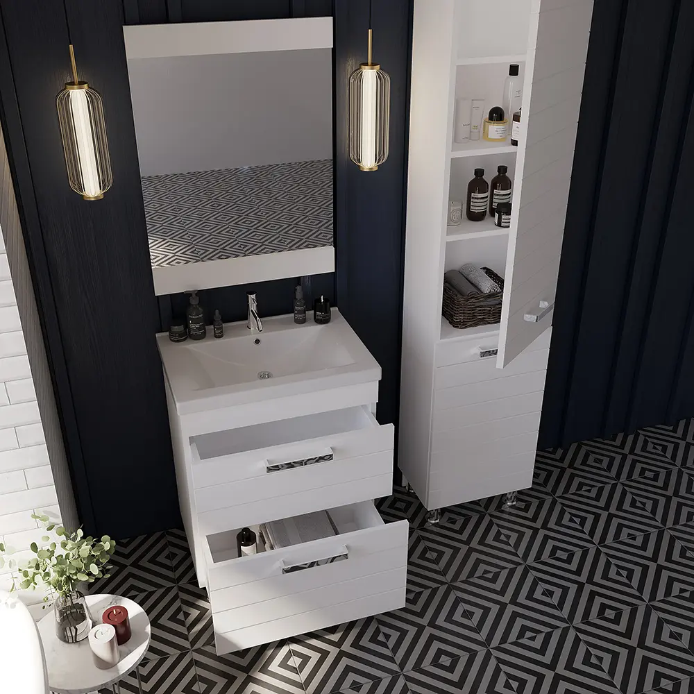 Set dulap cu lavoar Supraten Limoj 55 + 2055 (White)