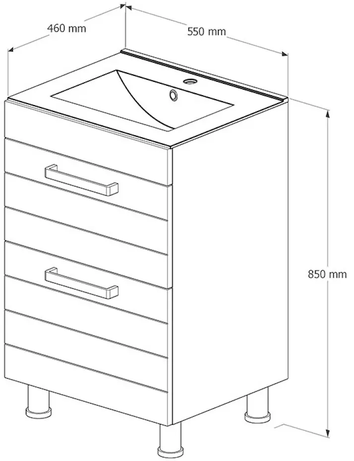 Set dulap cu lavoar Supraten Limoj 55 + 2055 (White)