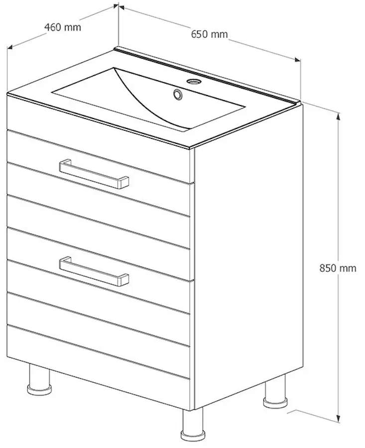 Set dulap cu lavoar Supraten Limoj 65 + 2065 (White)