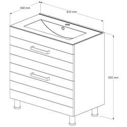 Set dulap cu lavoar Supraten Limoj 80 + 2080 (White) Thumb