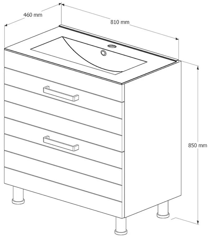 Set dulap cu lavoar Supraten Limoj 80 + 2080 (White)
