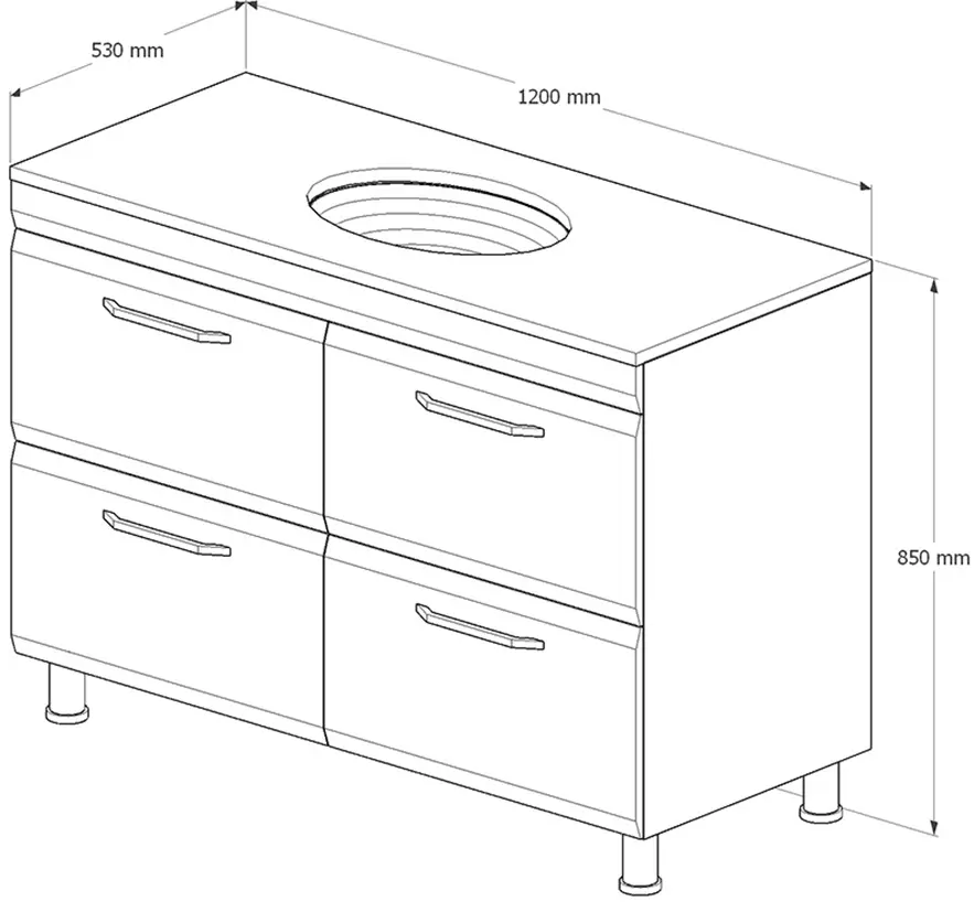 Set dulap cu lavoar Supraten Modern 120 + GR 120 (White)