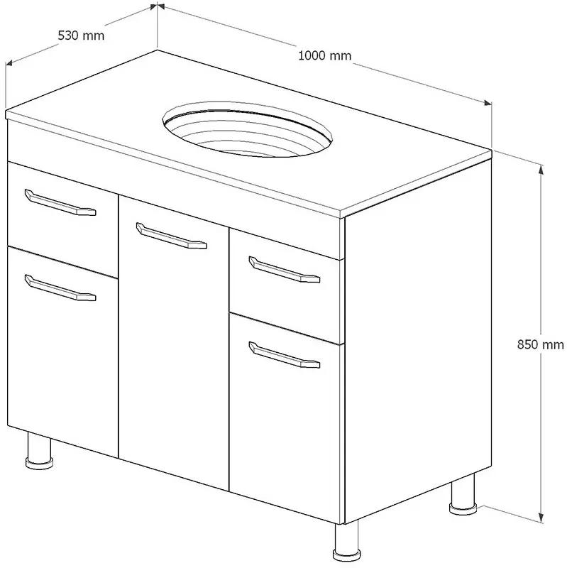 Set dulap cu lavoar Supraten Nantes 100 + GR 100 (White)