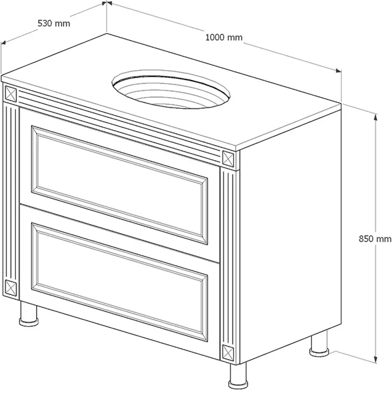 Set dulap cu lavoar Supraten Napoleon 100 + GR 100 (White/Silver)