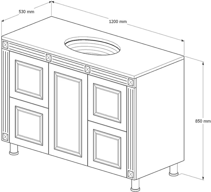 Set dulap cu lavoar Supraten Napoleon 120 + GR 120 (White/Silver)