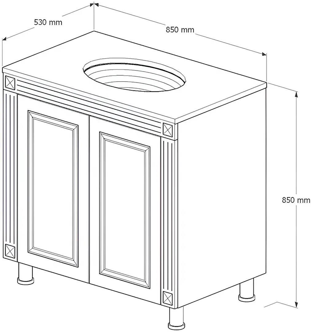 Set dulap cu lavoar Supraten Napoleon 85 + GR 85 (White/Silver)