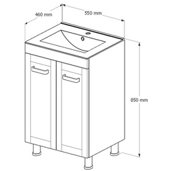 Set dulap cu lavoar Supraten Normandia 55 + Etna 1055 (White) Thumb