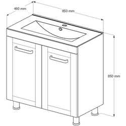 Set dulap cu lavoar Supraten Normandia 85 + Etna 1085 (White) Thumb