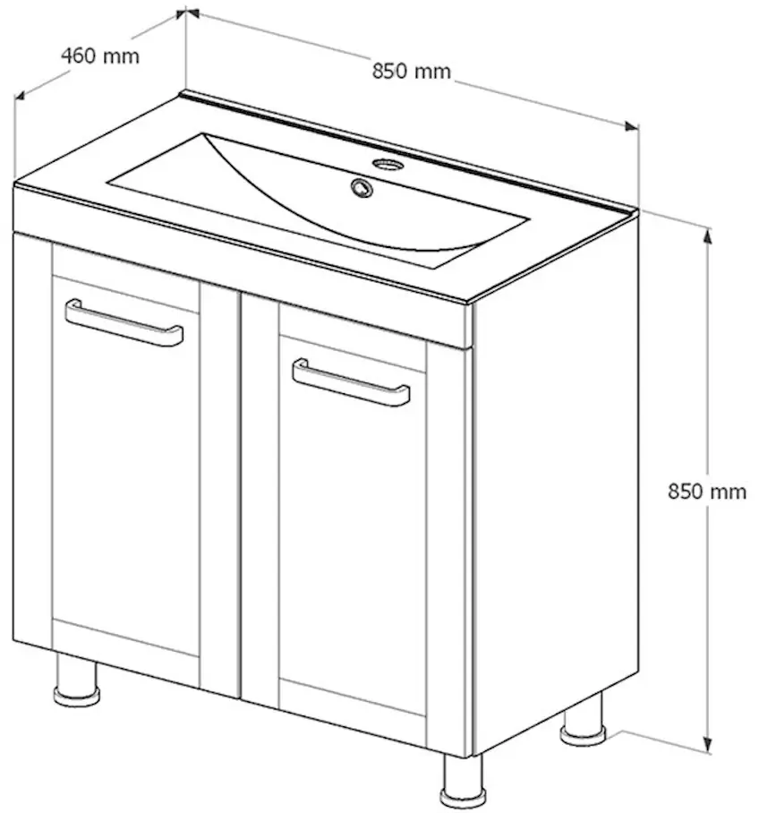Set dulap cu lavoar Supraten Normandia 85 + Etna 1085 (White)