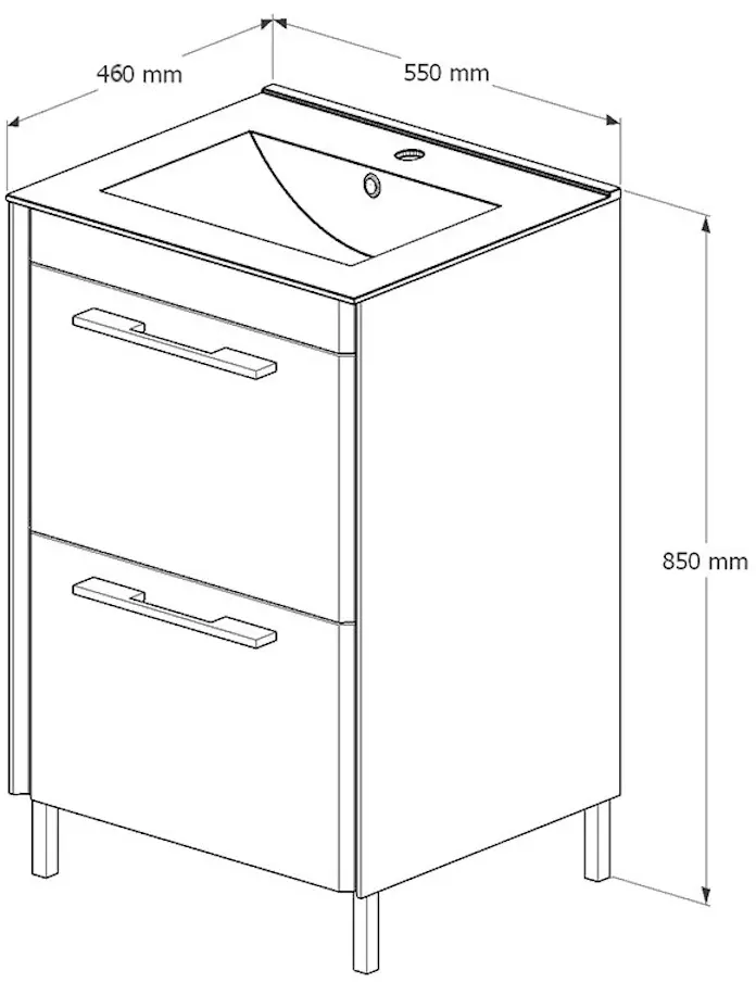 Set dulap cu lavoar Supraten Paris 55 + 2055 (White)