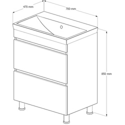 Set dulap cu lavoar Supraten Picardie 70 + Mont 70 (White) Thumb