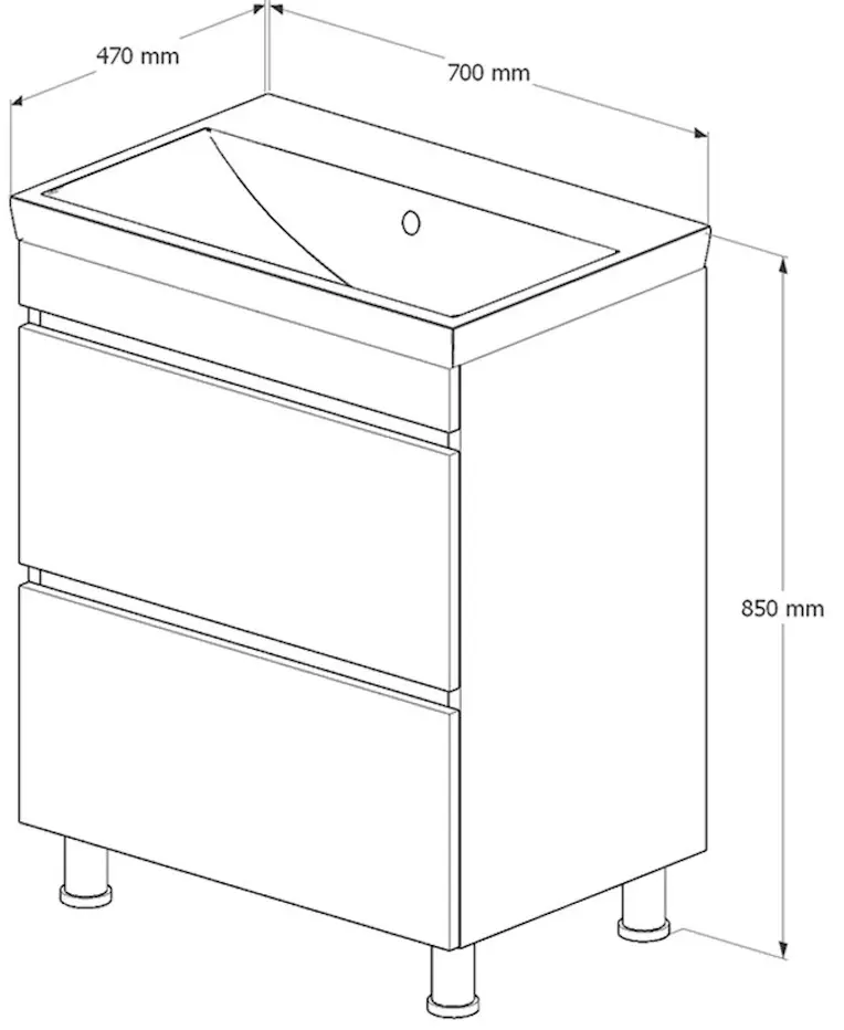 Set dulap cu lavoar Supraten Picardie 70 + Mont 70 (White)