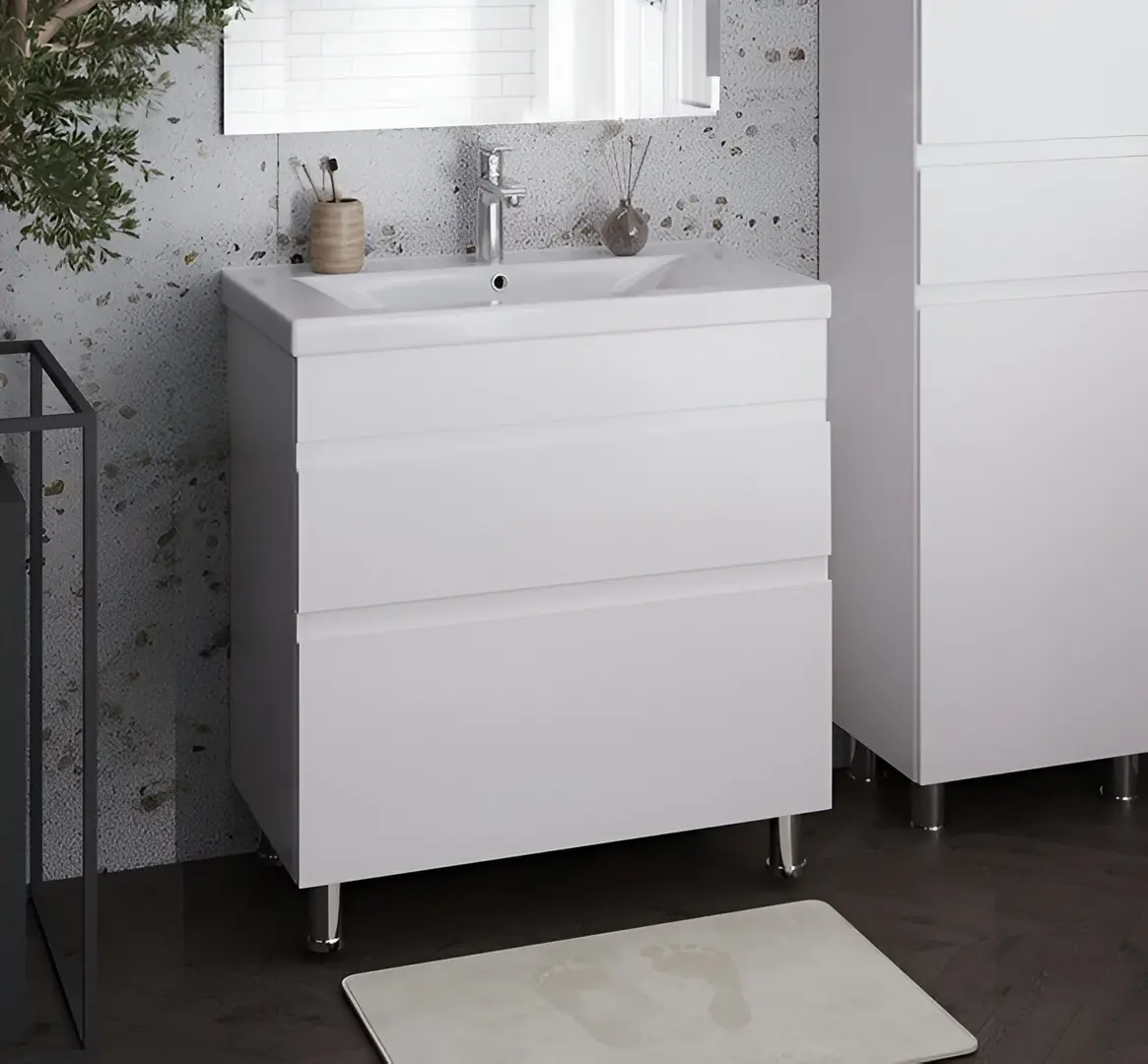 Set dulap cu lavoar Supraten Puatu 65 + Sava 2065 (White)