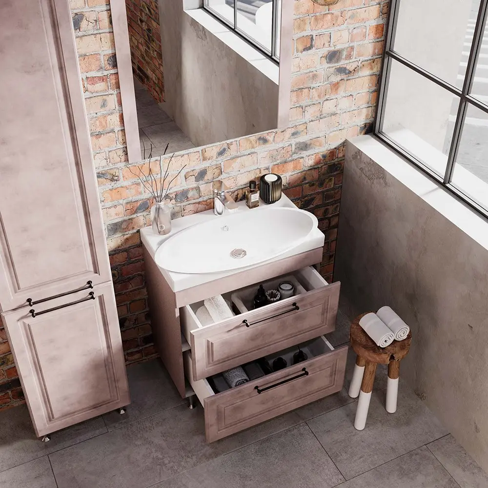 Set dulap cu lavoar Supraten Santi 70 (Beige)