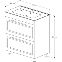 Set dulap cu lavoar Supraten Santi 70 (Beige) Thumb