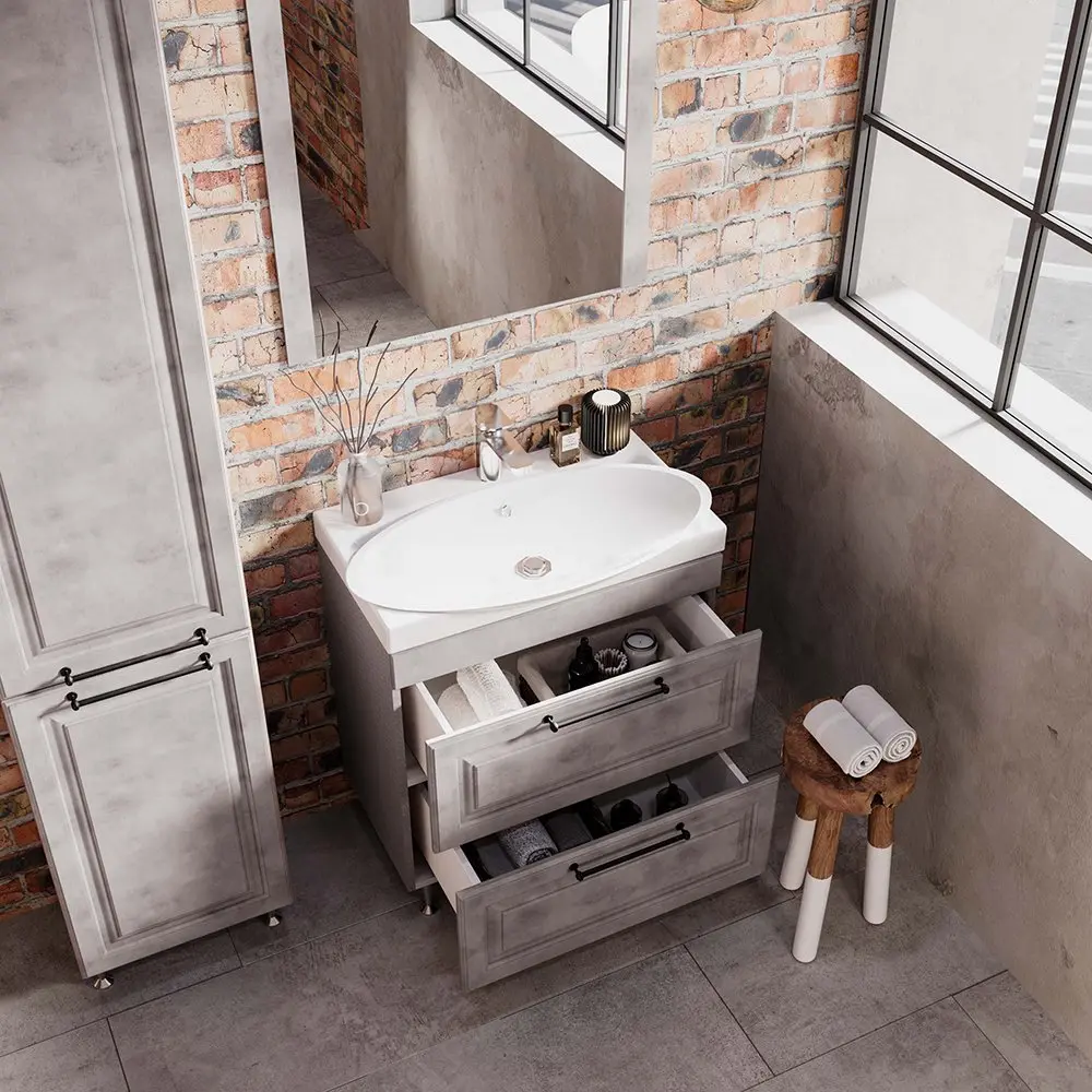 Set dulap cu lavoar Supraten Santi 70 (Grey)