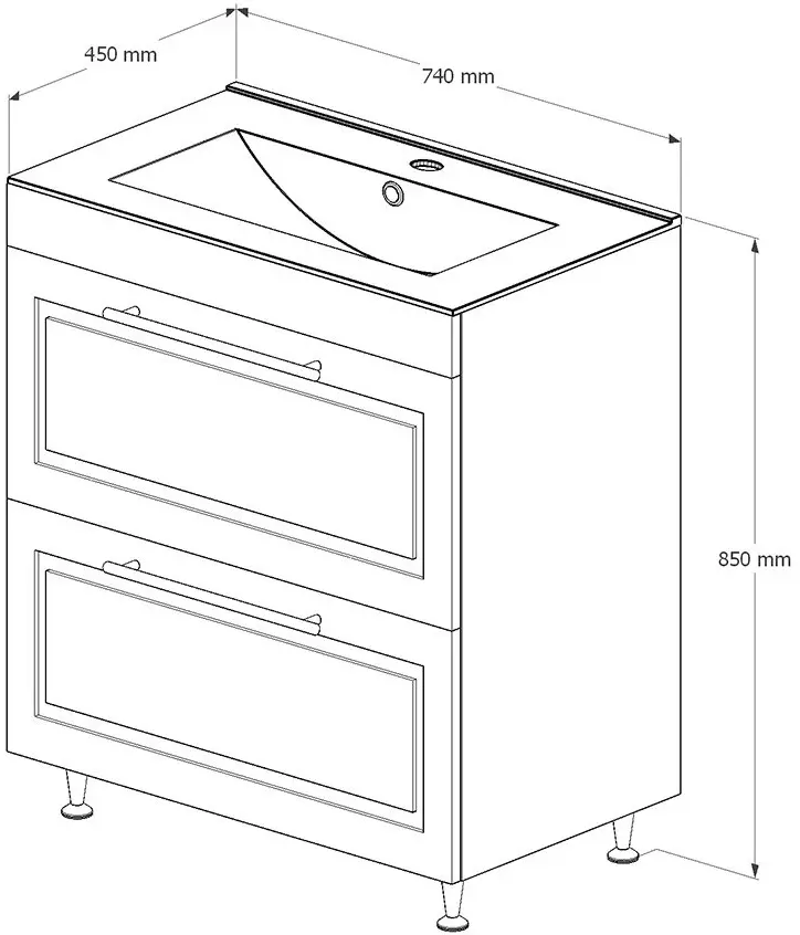Set dulap cu lavoar Supraten Santi 70 (Grey)