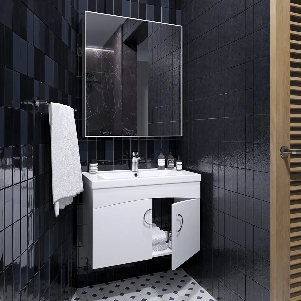 Set dulap cu lavoar Supraten Sava 80 + 2080 L (White)