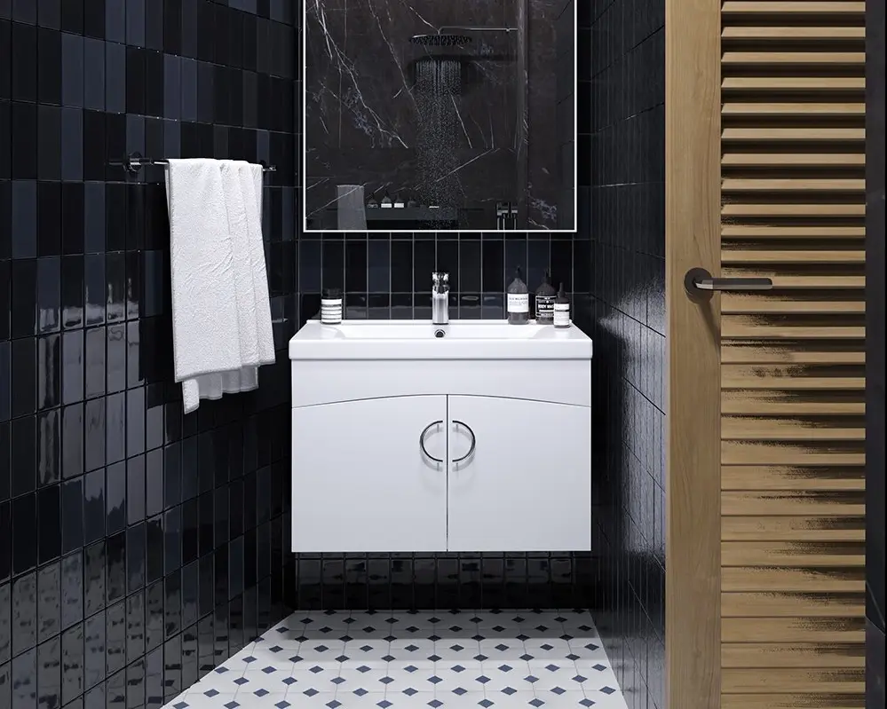 Set dulap cu lavoar Supraten Sava 80 + 2080 L (White)