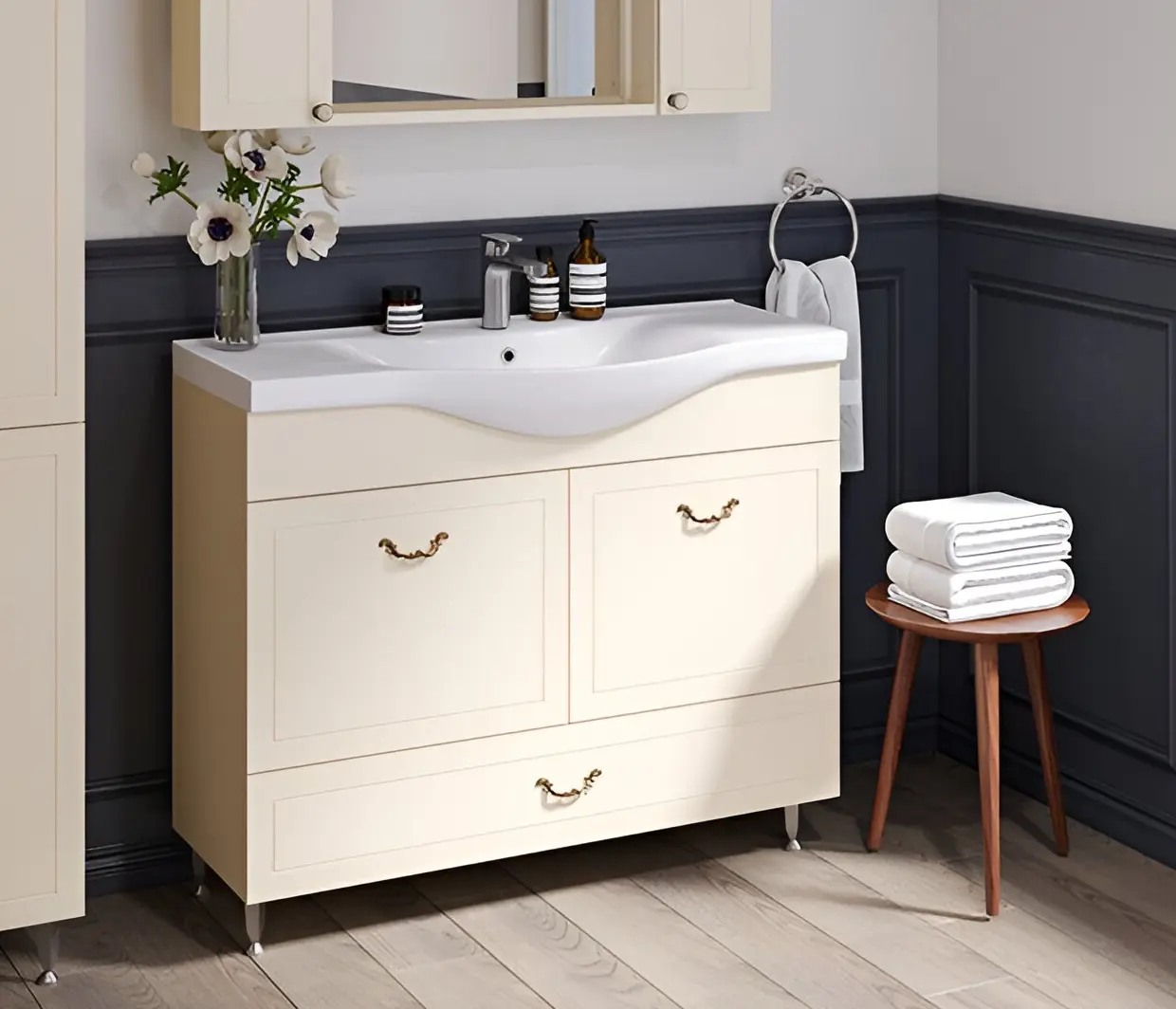 Set dulap cu lavoar Supraten Tuluza 100 + 7100 (Beige)