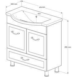 Set dulap cu lavoar Supraten Tuluza 65 + 7065 (White) Thumb