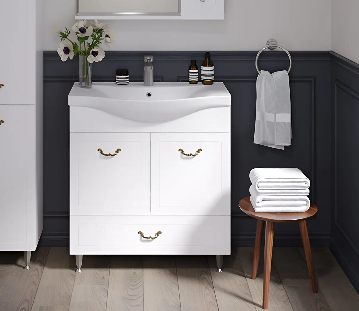 Set dulap cu lavoar Supraten Tuluza 65 + 7065 (White)