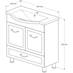 Set dulap cu lavoar Supraten Tuluza 80 + 7080 (Beige) Thumb